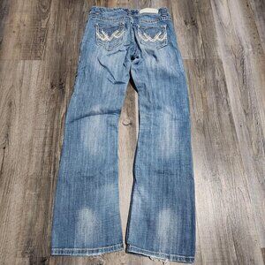 Women's White and Blue Jeans